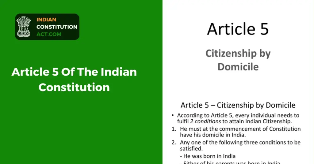 Article 5 Of The Indian Constitution