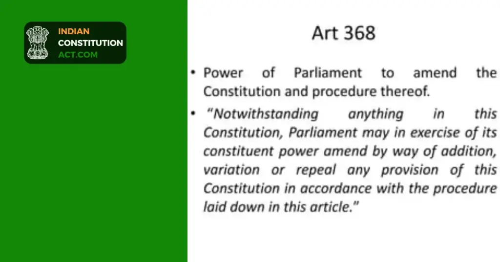 Article 368 Of The Indian Constitution