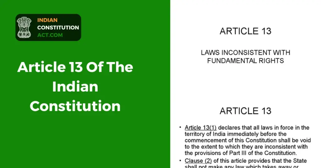 Article 13 Of The Indian Constitution